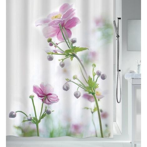 Rideau de douche Polyester ANEMONE 180x200cm Rose Spirella (1/5)