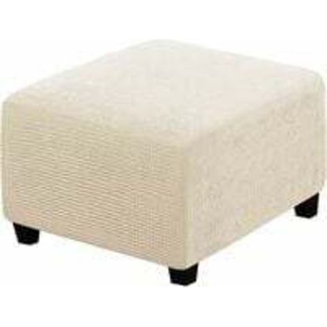 (beige) Housses extensibles, Housses de protection carrées en tissu élasthanne pour tabouret de rangement, repose-pieds, avec élastique en bas, pour meubles (1/5)
