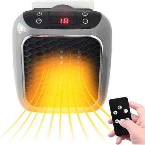 800W Mur Gris Mini Ventilateur Radiateur Portable Chauffage Électrique Avec Thermostat Réglable Affichage Led Télécommande Ch[N3675] (1/4)
