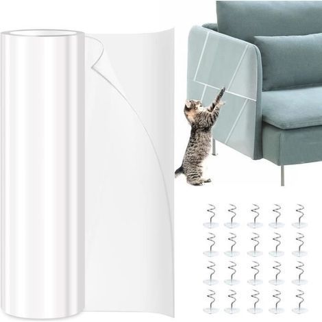 Kratzfester Sofaschutz für Katzen, 30 cm x 500 cm transparenter Schutzaufkleber, kratzfester Möbelschutz mit 20 Schrauben (1/4)