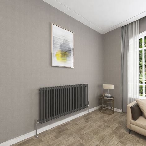 SKY Bathroom 2 Column Anthracite 600x1190mm Traditional Cast Iron Style Radiator (1/5)