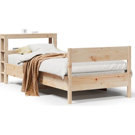 Lit simple，Lit adulte，Cadre de lit sans matelas 75x190 cm bois de pin massif CFW5516737 (1/5)