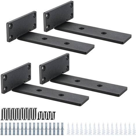 Shelf Brackets 4 Pack, 6inch Floating Shelf Brackets Heavy Duty, 5mm Thick, Scaffold Board Shelf Bracket, Neat Finished Appearance (1/5)