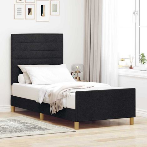Bettgestell mit Kopfteil Schwarz 100 x 200 cm Stoff vidaXL (1/5)