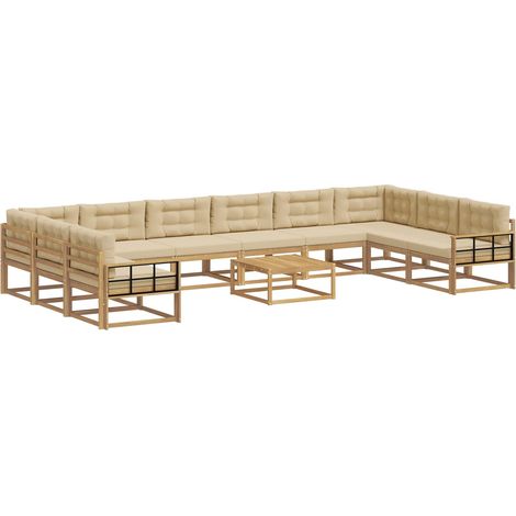 Conjunto de sofás de exterior con cojín 11 pcs y Beige vidaXL (1/5)
