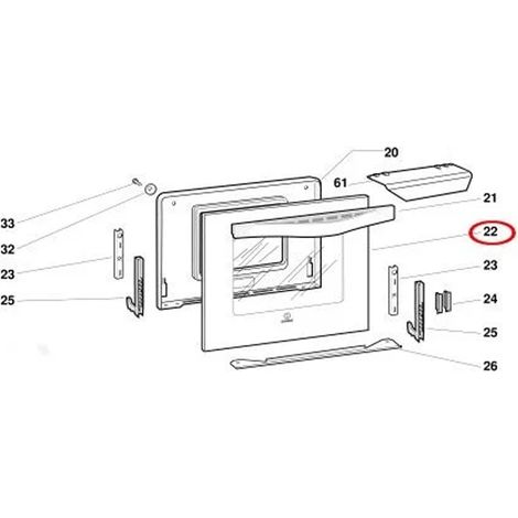 Ersatzteil - Äußere Scheibe (Kennzeichnung 22) 494X413 mm -  - INDESIT, WHIRLPOOL, ARISTON HOTPOINT