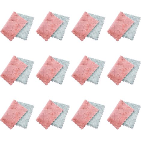 Chiffon De Cuisine - Microfibre Velours Corail - 30 x 30 Cm - Lavable En Machine - Pour Cuisine Salle De Bain Voiture - Lot De 12 (1/5)