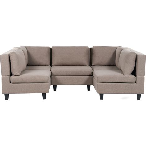 U-förmiges Modulsofa 5-Sitzer UNSTAD Stoff Braun