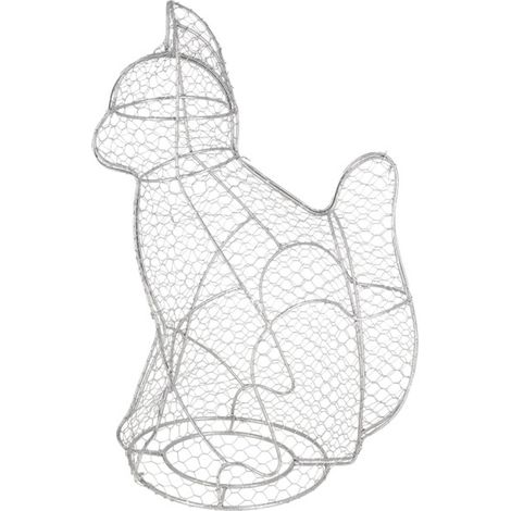 Topiaire Forme Chat - Métal d'Argent - 18,7 x 28 x H 39,5 cm - Livraison gratuite (1/4)