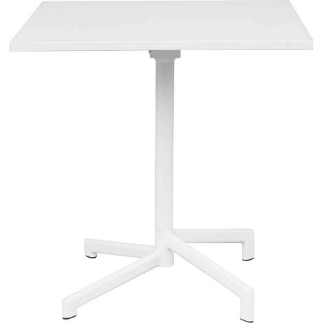 Tavolo quadrato 70x70 cm chiudibile pieghevole da esterno giardino salvaspazio con struttura e piano in acciaio Freddy - Bianco