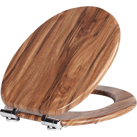 Abattant de toilette Homseat en MDF avec fermeture amortie, finition bois brun chaud. (1/5)