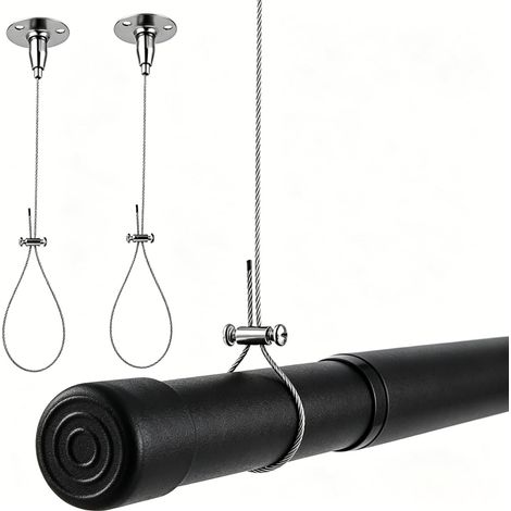 2 Supports de Plafond pour Tringle de Douche Câble Inox 2 m (1/5)