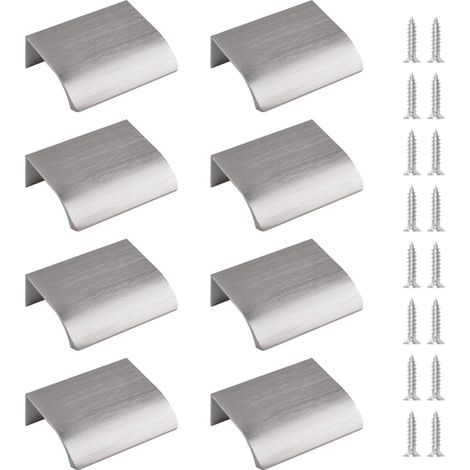 CCYKXA Finger-Seitenzug, 8-teiliger versteckter Griff, moderner Schubladengriff, unsichtbarer Griff, Schrankbeschläge aus Aluminiumlegierung, Schubladenschrankgriff, 50 mm / gebürstetes Nickel