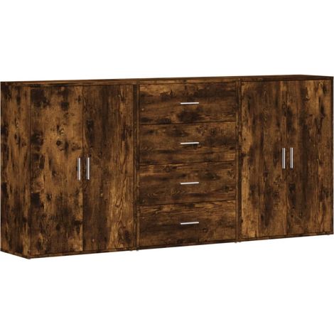 Aparador tipo buffet cómoda armario organizador de almacenamiento cocina salón 3 piezas 60 x 31 x 84 cm madera de ingeniería marrón 020037046 (1/5)