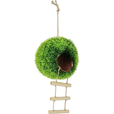 Nid d'oiseau décoratif, petit jouet en gazon synthétique tissé, petite maison pour oiseaux, doublure pour canari (1/5)