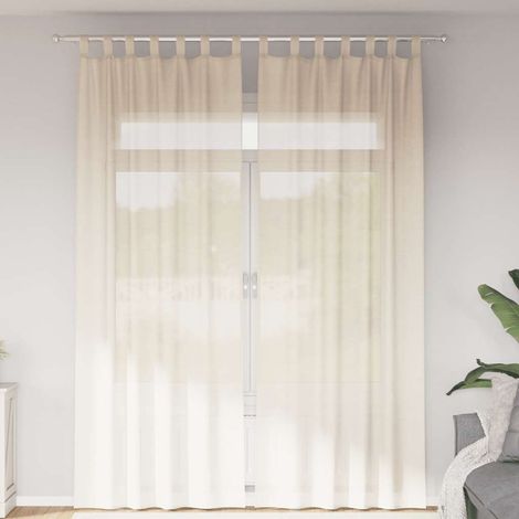 Voile Vorhänge mit Lasche 2 Stk. Creme
