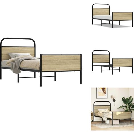 Bettgestell ohne Matratze 80x200 cm Sonoma-Eiche Holzwerkstoff - Bettgestell - Bettgestelle - Bettrahmen - Schlafzimmermöbel (1/5)