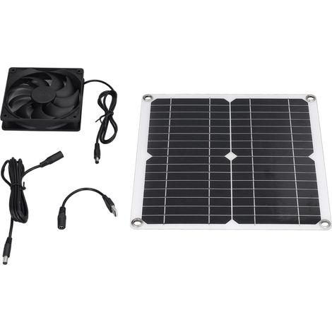Decdeal Kit de ventilateur de panneau solaire 12W Propulsé USB pour Greenhouses Sheds Pet Houses Charge de téléphone portable