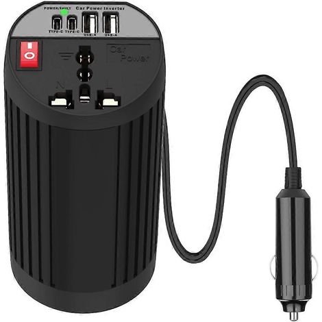 Convertisseur de voiture 200 W (crête), 12 V vers 110 V, avec double prise USB intelligente et charge rapide 4,2 A. (1/5)