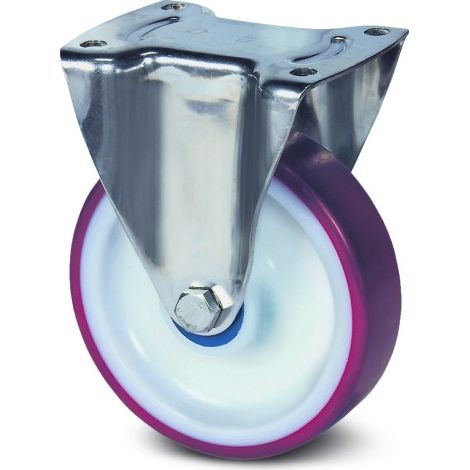 Roulette fixe inox - bandage rouge - platine - ø de roue 125 mm - Alpha