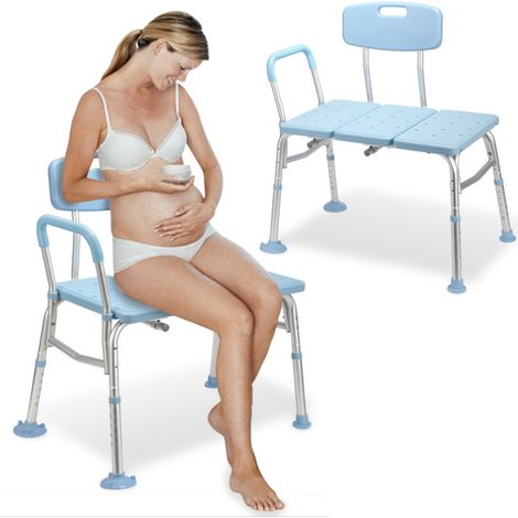 SWANEW Sgabello da doccia Sgabello da bagno regolabile in altezza Sedia da doccia - fino a 136 kg Sedile a tre pezzi con braccioli e schienale (1/5)