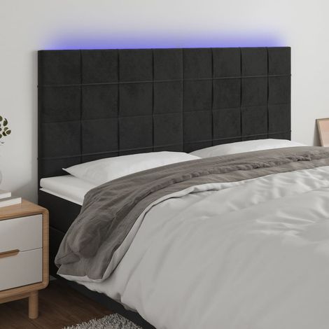 LED Kopfteil Schwarz 200x5x118/128 cm Samt vidaXL (1/5)