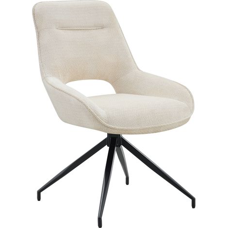Pack de 2 sillas de comedor giratorias 360° en tejido beige con estructura de metal negro (1/5)