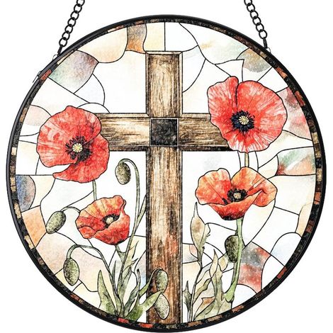 Attrape-soleil rond en vitrail suspendu – Ornement décoratif intérieur, cadeau pour femme homme maman papa, Diamètre : 9 cm (1/4)