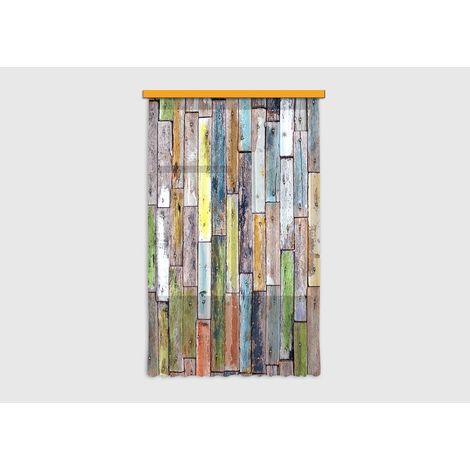 Wood, rideau imprimé planches de bois multicolores 140x245 cm, 1 pièce (1/5)