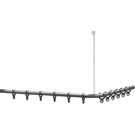 Duschvorhangstange Normbau Cavere, Anthrazit-Metallic, ohne Deckenabhängung, 1000 x 1000 mm - 7382100095