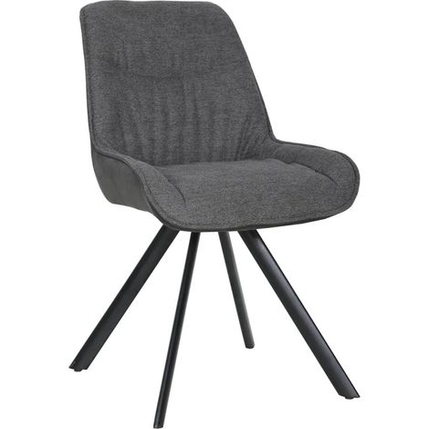 Chaise pivotante 180° tissu gris anthracite pieds métal noir - JADEN (1/5)