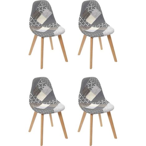 Lot de 4 Chaises Design "Patchwork" 86cm Gris (1/5)