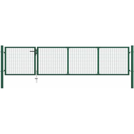 Portail de jardin en acier vert 350 x 75 cm
