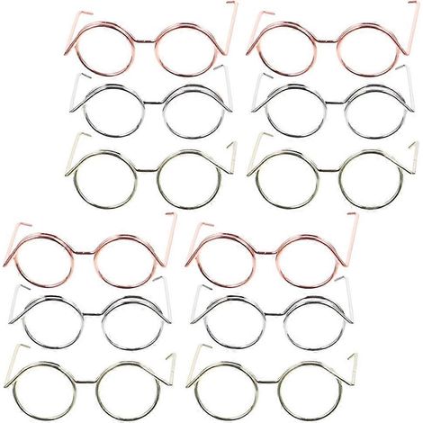 Lot de 12 montures de lunettes décoratives pour poupées, en métal robuste, miniatures et accessoires pour maison de poupée. (1/5)