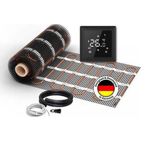 Chauffage au sol électrique pour carrelage WARMON CLASSIC LIGHT 100 W/m² + Thermostat S 100 Tactile noir - 3 m²