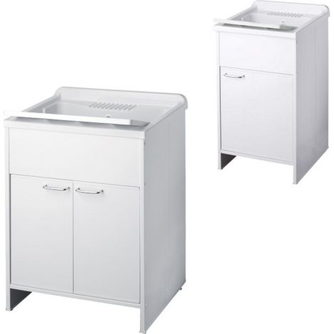 Bagno Italia Lavatoio 45×50 cm per esterno 1 anta bianco pilozza con asse lavapanni (1/4)