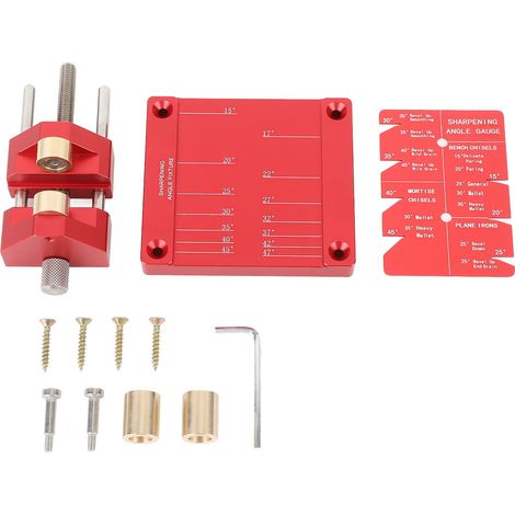 Sistema di guida per affilatura, kit di dime per affilare scalpelli da legno, calibro di fissaggio angolare in acciaio inossidabile per pialle da falegnameria (1/5)