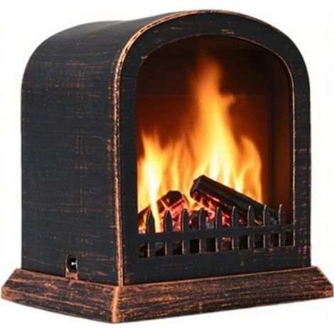 Elektrische Kaminlaterne im Vintage-Stil mit realistischem LED-Flammeneffekt, USB-/Batteriebetrieb, für die Weihnachtsdekoration am Tisch, 14,5 x 11,4 x 16 cm (1/5)