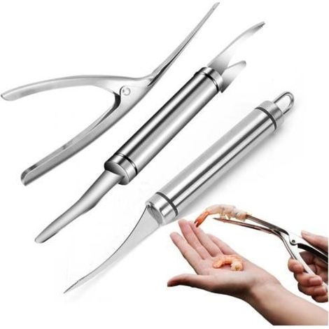 3 Pièces Couteau à Crevette,Couteau à Crevettes Poisson Tout En 1,Eplucheur de Crevettes 304 Acier Inoxydable,Multifunctional (1/4)