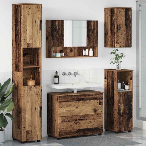 vidaXL Juego de muebles de baño con cajón 5 pcs Madera Vieja (1/5)