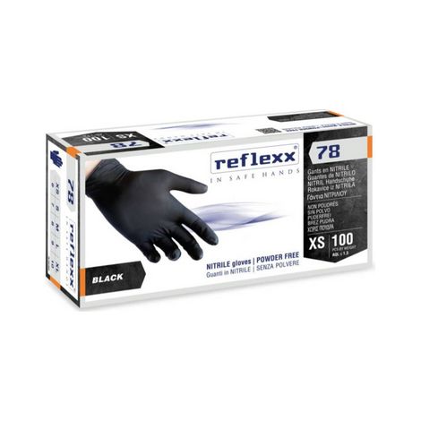 100 PZ GUANTI IN NITRILE NERO SENZA POLVERE R78- Taglia L- REFLE- pezzi 1