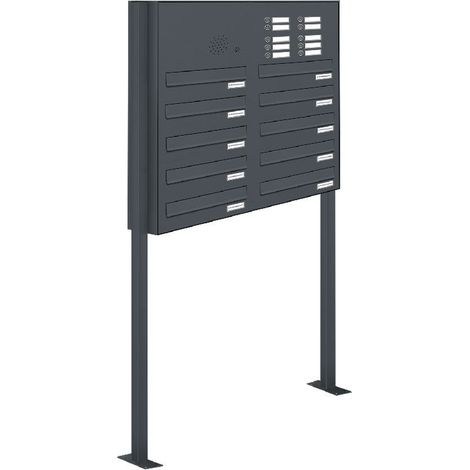 10er Briefkastenanlage Standsystem Durchwurf - Klingel RAL 7016 Anthrazit (1/5)