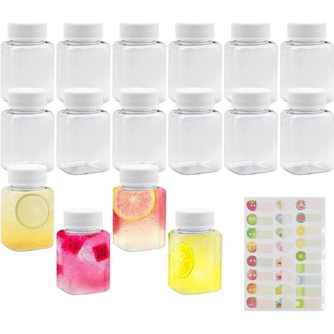 16 Bouteille, PET, 100ml, Carrée, Étanche, Jus, Lait, Smoothies, Camping (1/5)