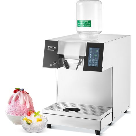 VEVOR Macchina per Ghiaccio a Fiocchi di Neve Commerciale, 180 kg/24 Ore, Macchina Ghiaccio Tritato in Acciaio Inox, Sistema di Raffreddamento a Liquido per Dissipazione Calore, per Panetteria, Bar