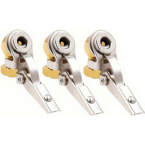 Mandrin de verrouillage pour compresseurs d'air. Un clip de verrouillage sécurisé maintient le mandrin fixé à la valve. Gonflage de pneus à domicile ou en garage (lot de 3). (1/5)
