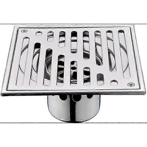Bonde de douche carrée en acier inoxydable anti-odeurs, grand diamètre, 150 x 150 mm (1/4)