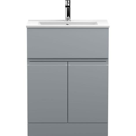 Hudson Reed Urban Floor Standing Vanity Unit with Basin 2 Satin Grey - 600mm Wide (1/5)