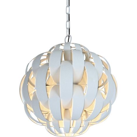 Suspension métal blanc froissé style moderne pour salon élégant - Blanc froissé effet ruban (1/5)