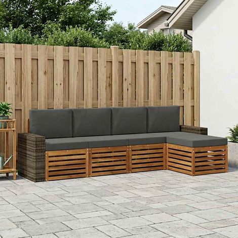 vidaXL Ensemble de canapés d'extérieur 5 pcs Naturel et Anthracite (1/5)