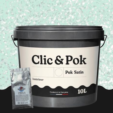 Peinture Effet Pailleté pour Murs & Plafonds - POK PAILLETTE - 10L - Vert Louise (1/4)